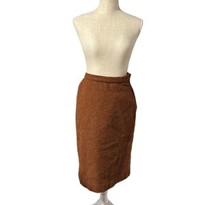 Bespoke Tailor John Carr Knee Length Midi Straight Skirt Brown Orange Womens S